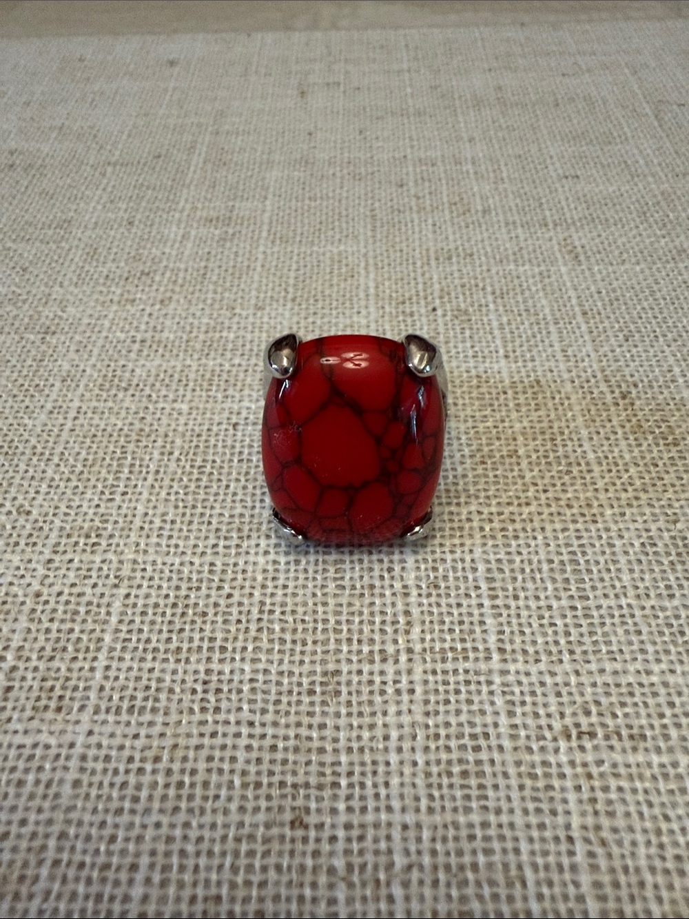 Red Stone Statement Ring - Size 8